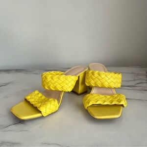 Yellow Braided Block Heeled Sandals Womens EUR Size 36 US Size 5.5